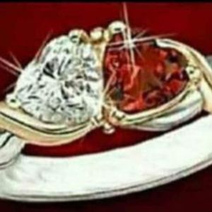 Beautiful Sterling Silver  Multitone Crystal Diamond Double Heart Promise Ring